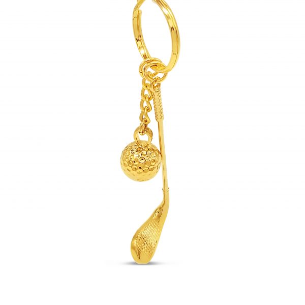 wedge and ball keyring gold